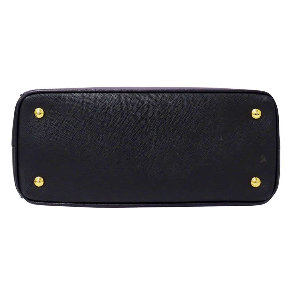 Prada Black Purple Leather Handbag Shoulder Bag (Pre-Owned)