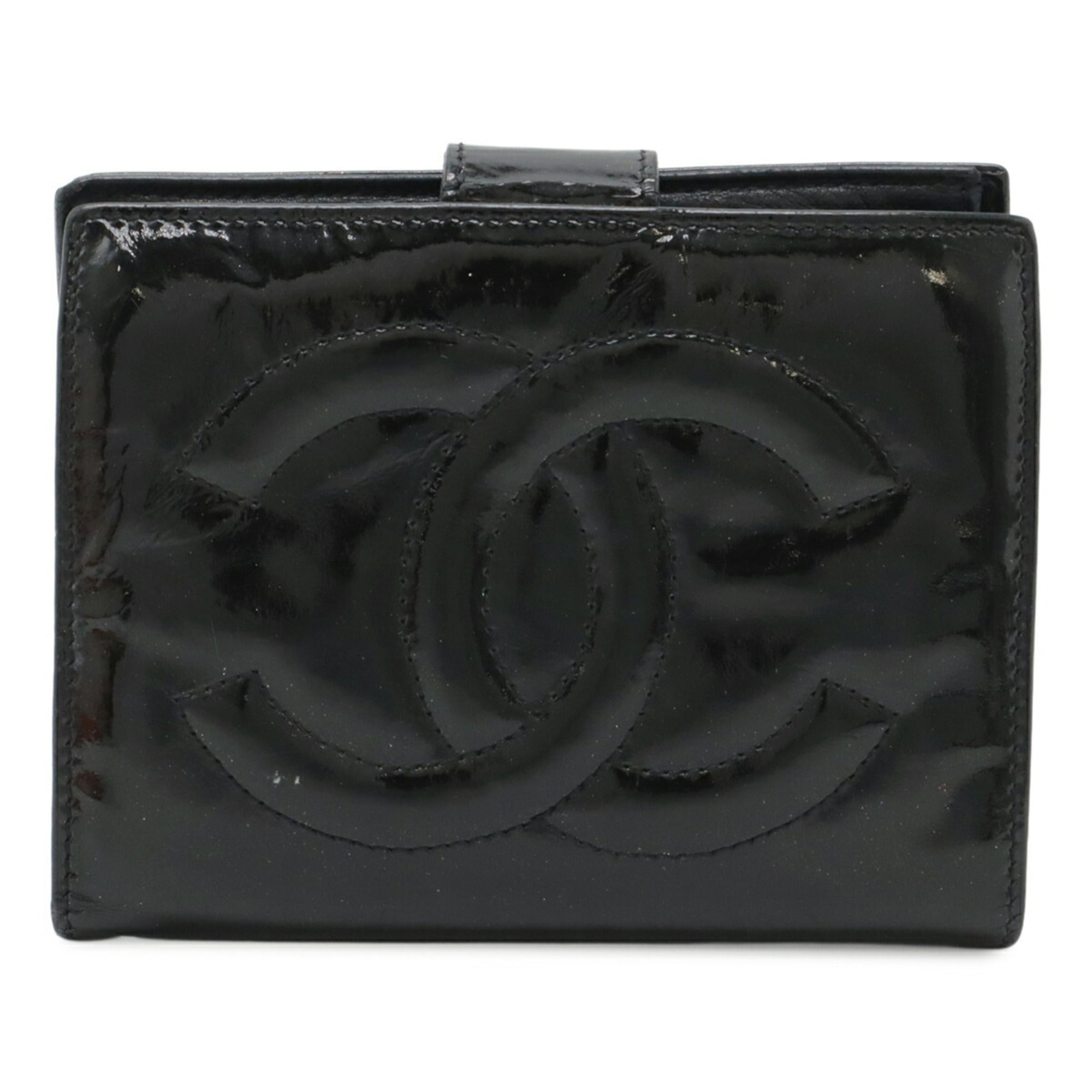 Chanel Black Patent Leather Wallet (Bi-Fold) (Pre-Owned)