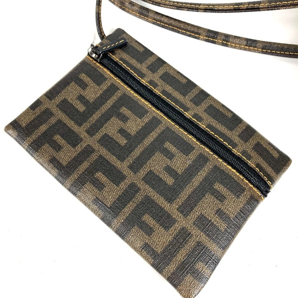 Fendi Zucca Brown Pvc Handbag Pouch Shoulder Bag Tote Bag (Pre-Owned)