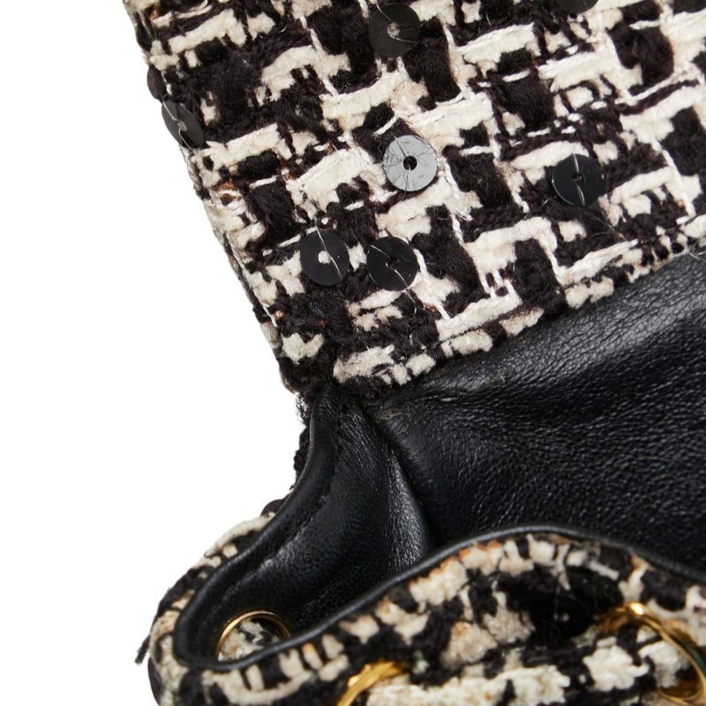 Chanel Black White Tweed Spangles Backpack (Pre-Owned)