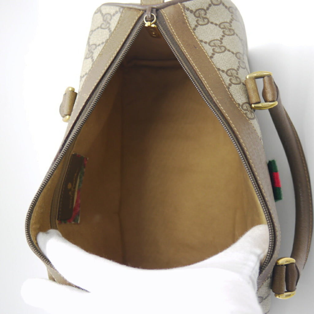 Gucci Beige Pvc Leather Boston Bag (Pre-Owned)