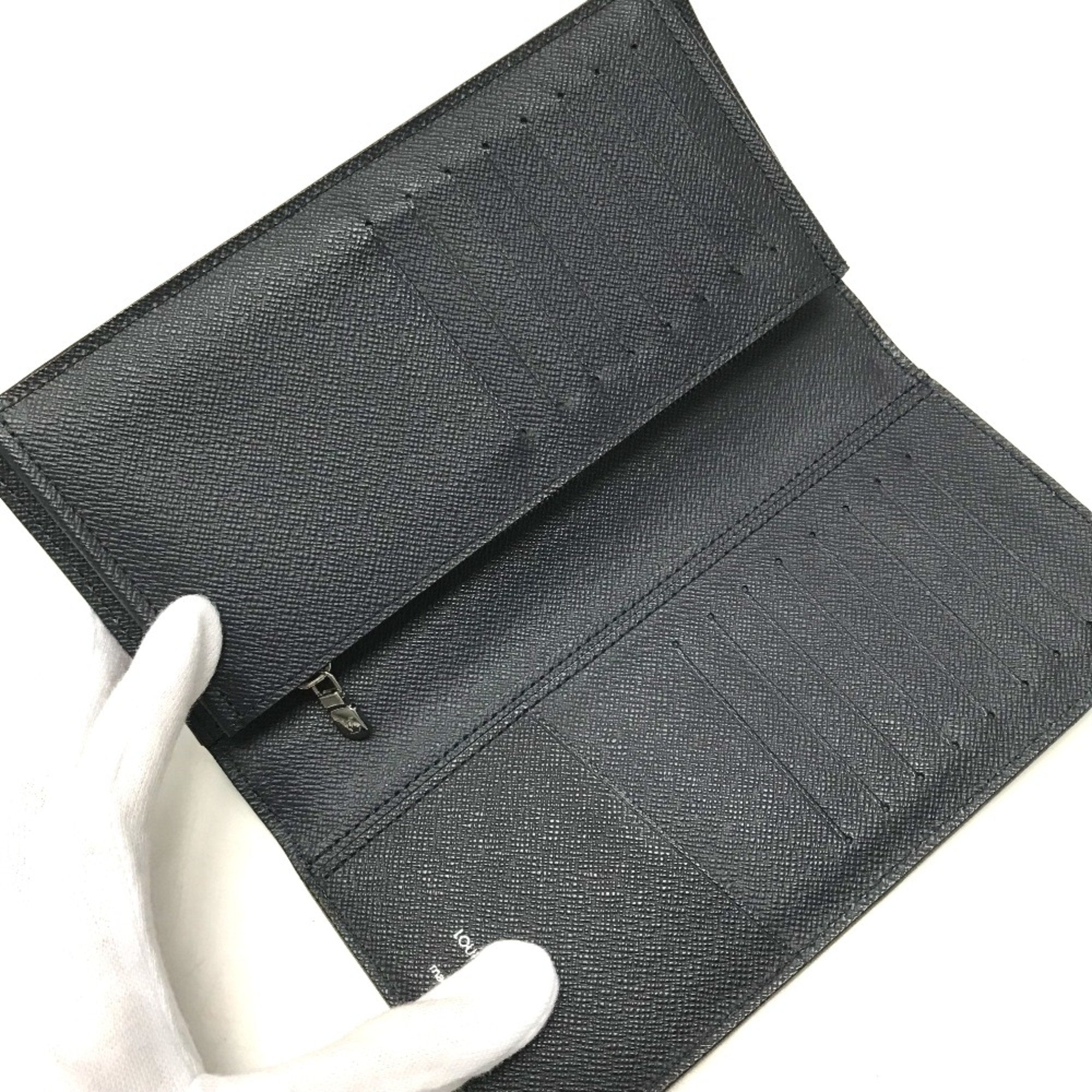 Louis Vuitton Navy Leather Long Wallet (Bi-Fold) (Pre-Owned)