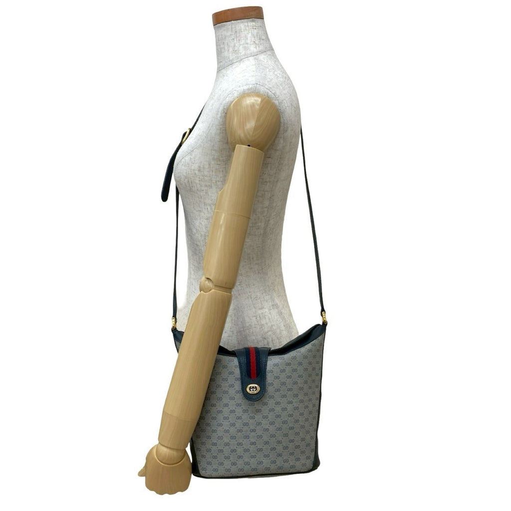 Gucci Navy Red Color Leather Pvc Shoulder Bag (Pre-Owned)