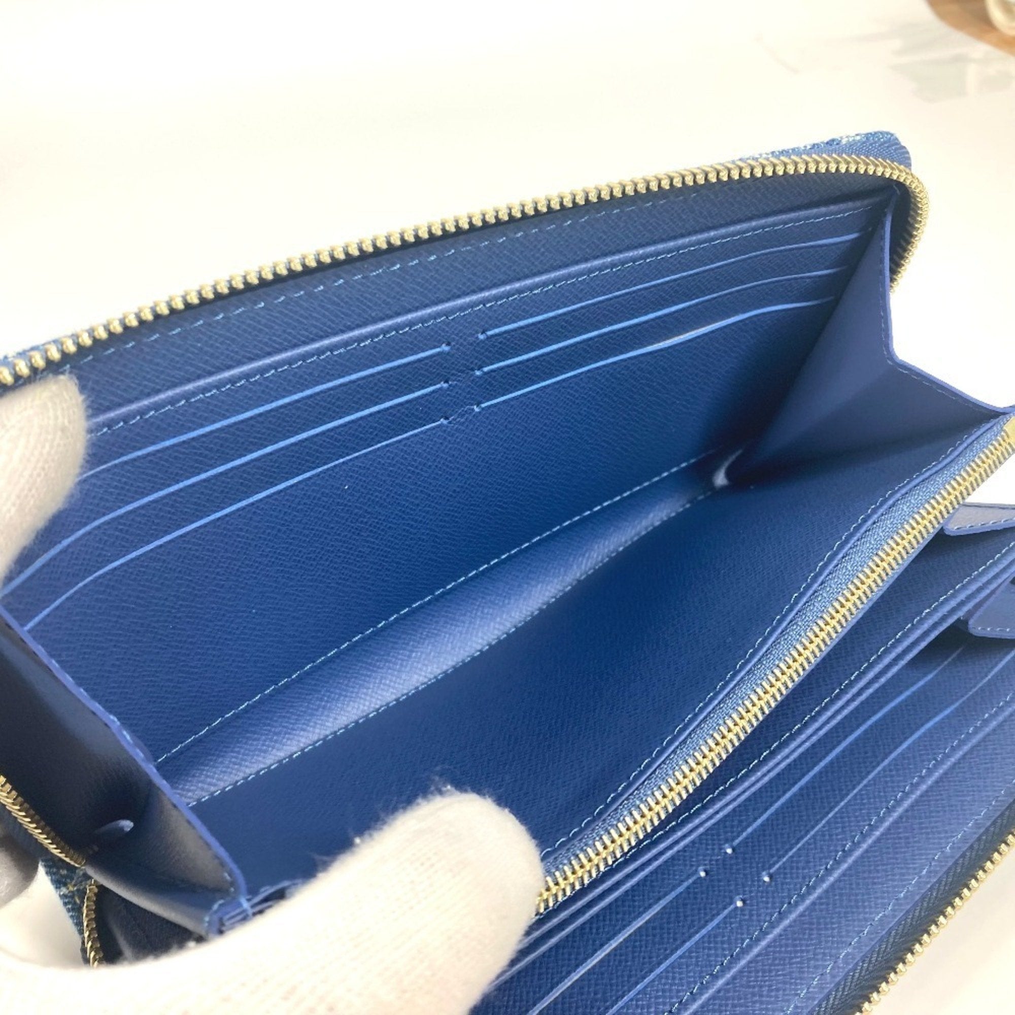 Louis Vuitton Monogram Denim Blue Long Wallet (Bi-Fold) (Pre-Owned)