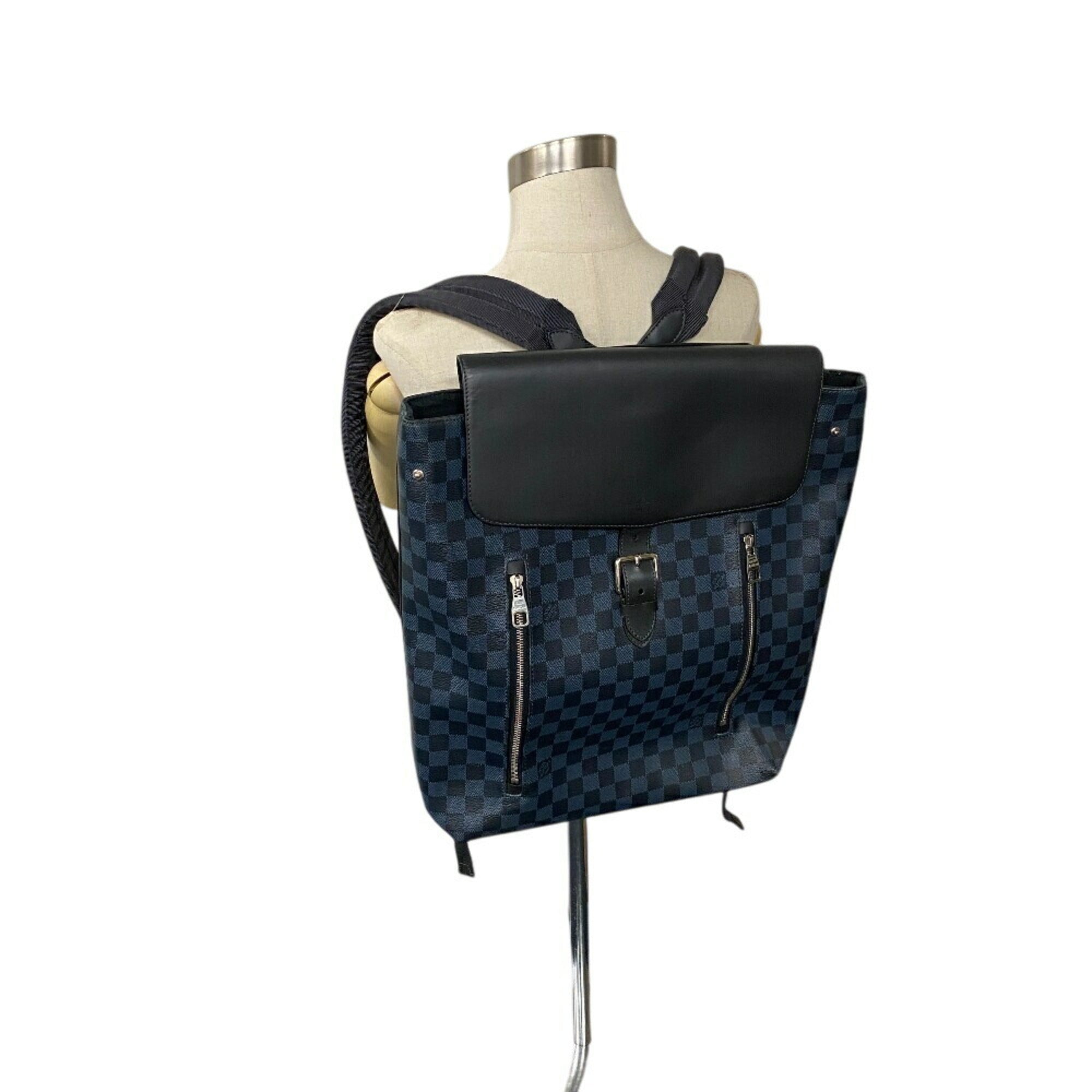 Louis Vuitton Damier Cobalt Gray Leather Backpack (Pre-Owned)