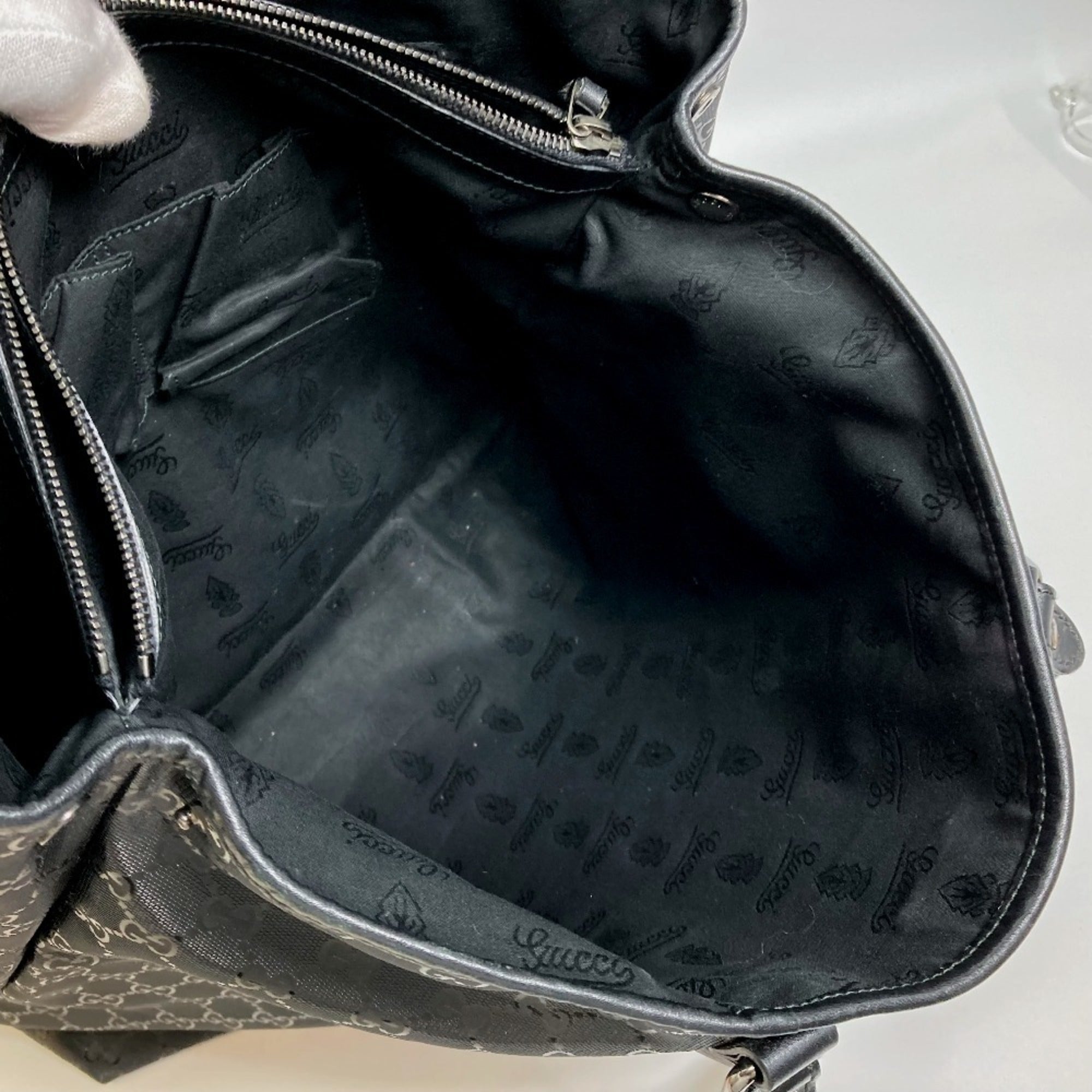 Gucci Black Gg Imprimé Tote Bag (Pre-Owned)