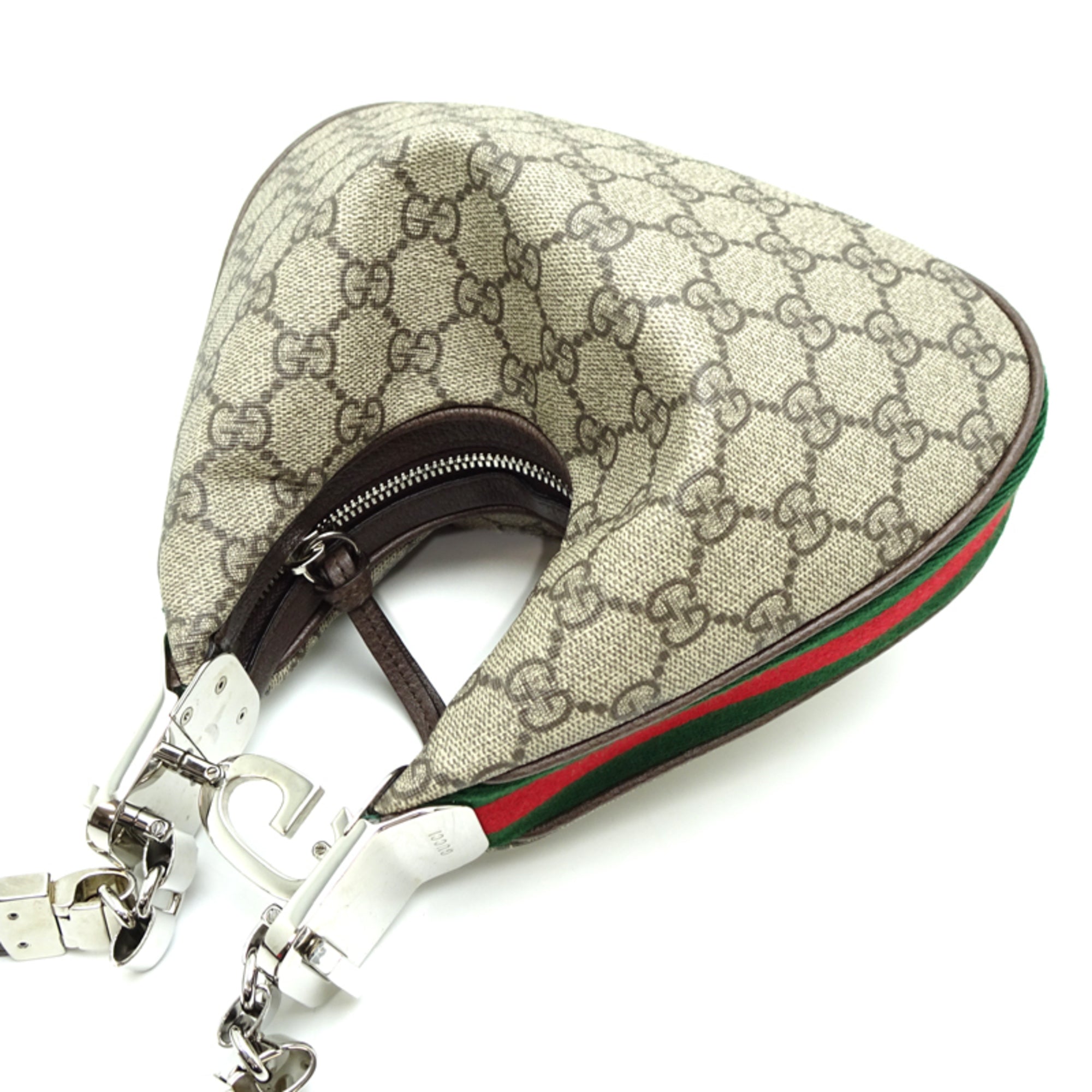 Gucci Beige Brown Orange Gg Supreme Leather Shoulder Bag (Pre-Owned)