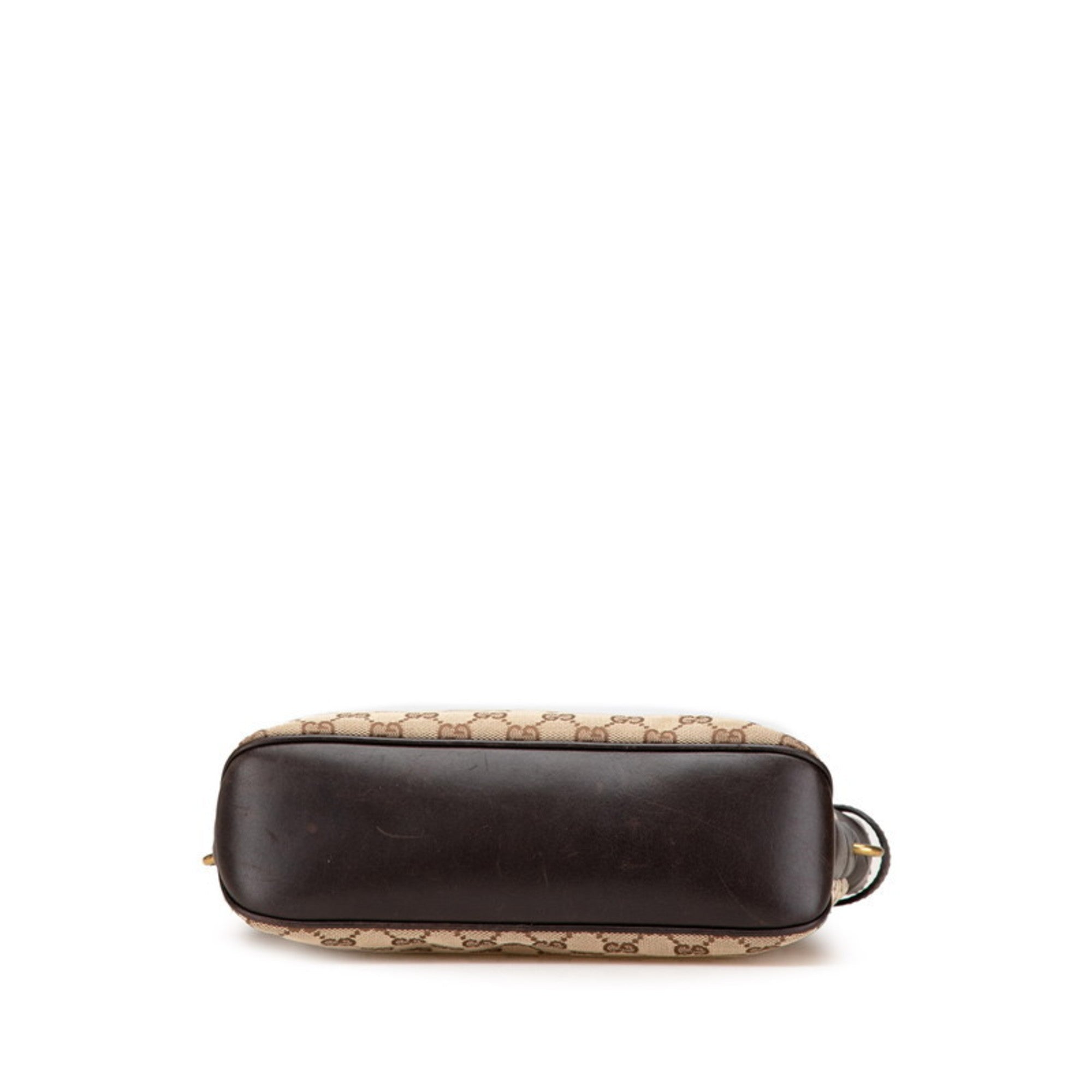 Gucci Beige Brown Canvas Leather Shoulder Bag (Pre-Owned)