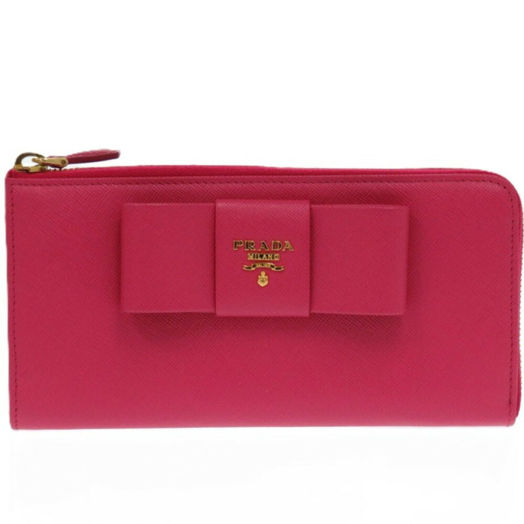 Prada Pink Leather Long Wallet (Bi-Fold) (Pre-Owned)