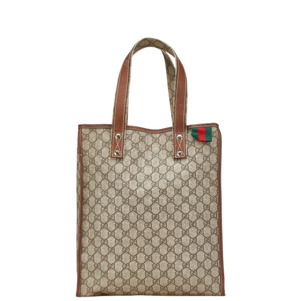 Gucci Sherry Line Beige Brown Pvc Leather Tote Bag (Pre-Owned)