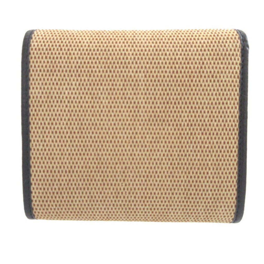 Gucci Beige Navy Canvas Leather Wallet (Tri-Fold) (Pre-Owned)