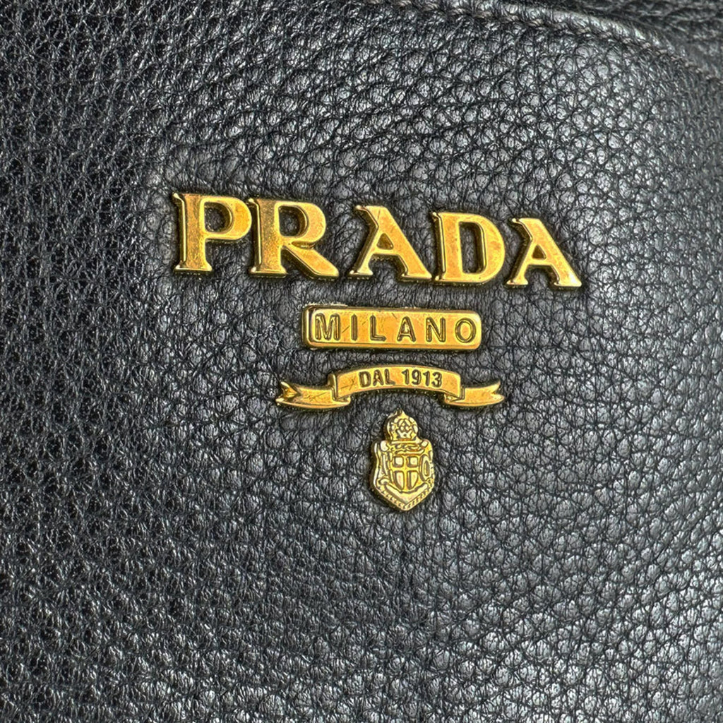 Prada Black Leather Handbag Shoulder Bag (Pre-Owned)