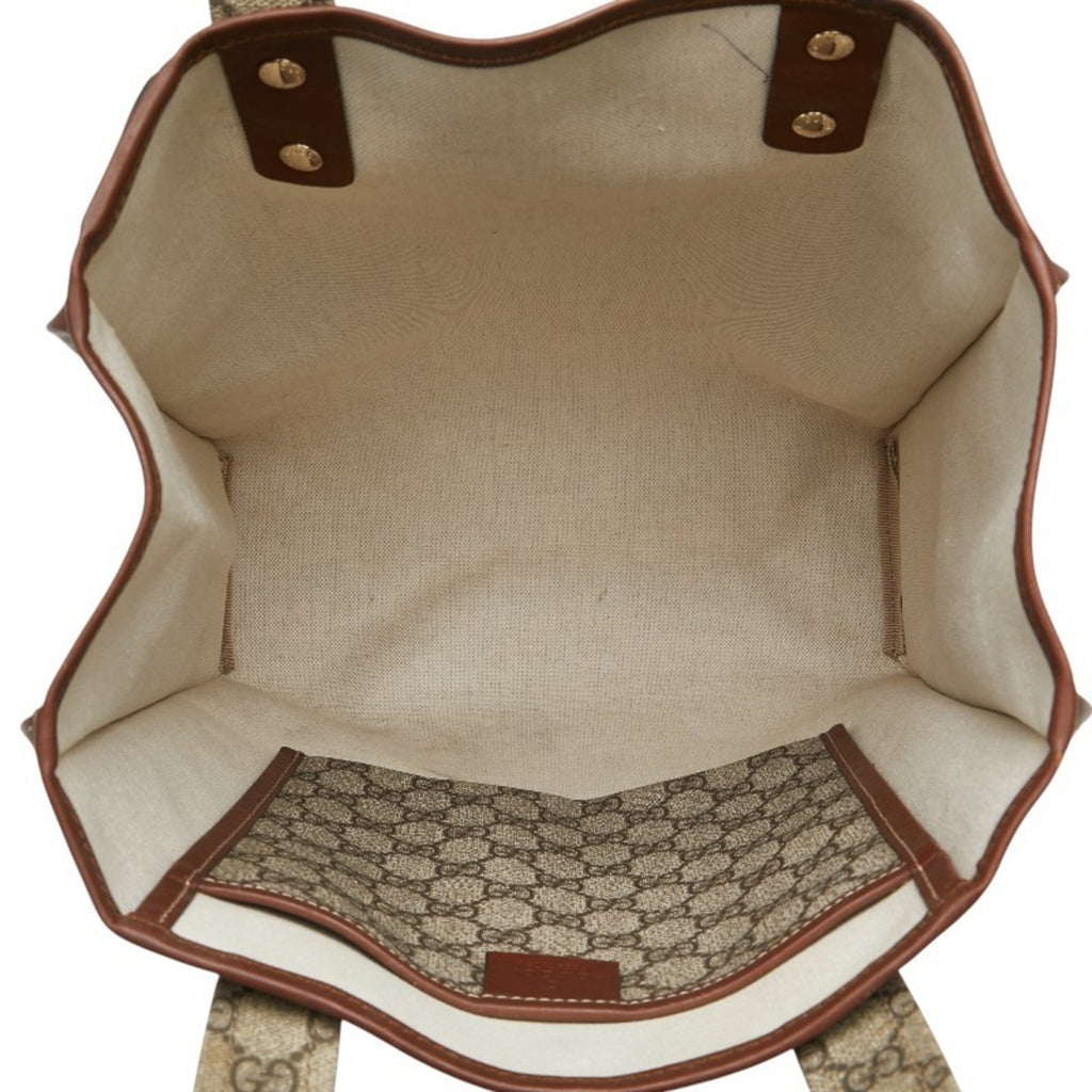Gucci Sherry Line Beige Brown Pvc Leather Tote Bag (Pre-Owned)