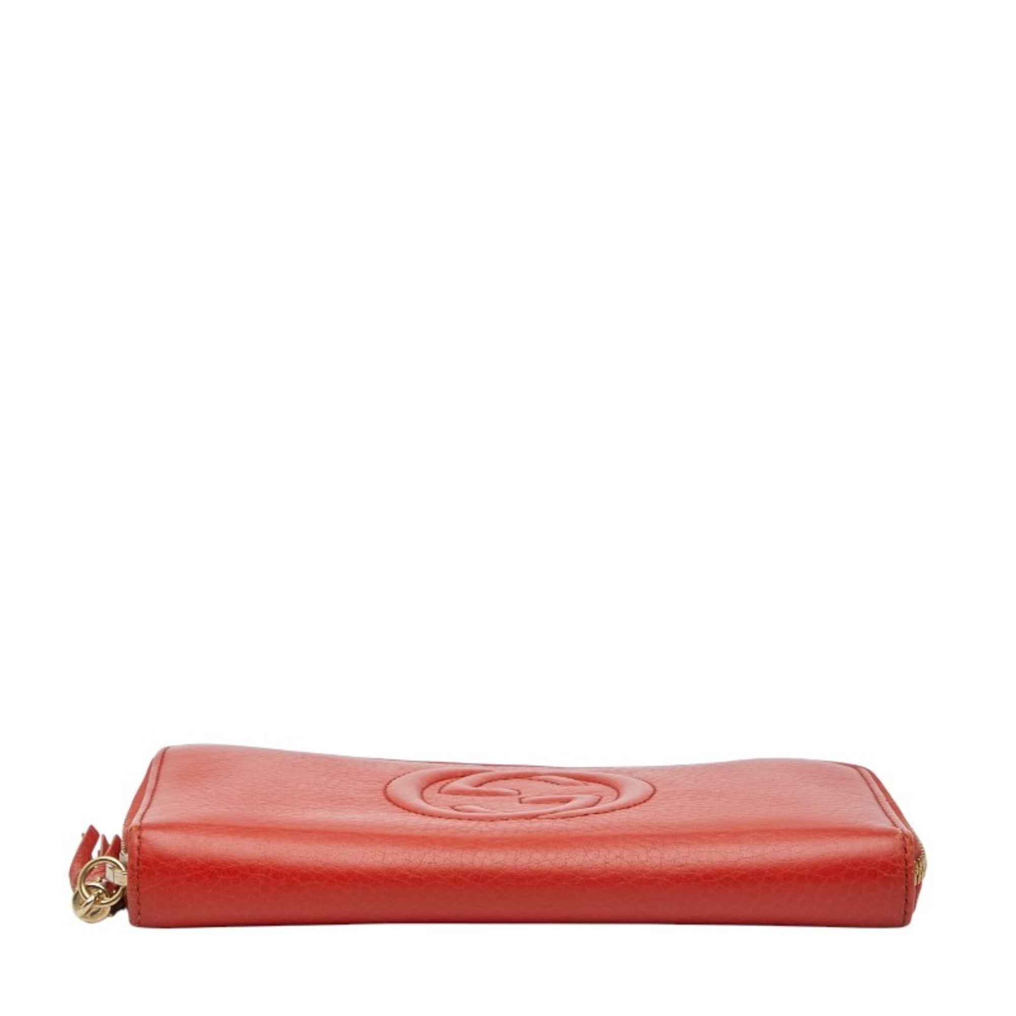 Gucci Red Color Leather Long Wallet (Bi-Fold) (Pre-Owned)