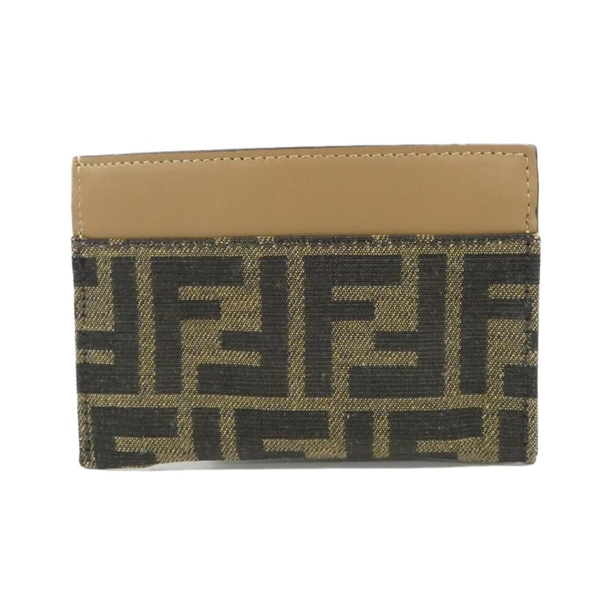 Fendi Silver Sand Canvas Leather Coin Purse/Coin Case (Pre-Owned)