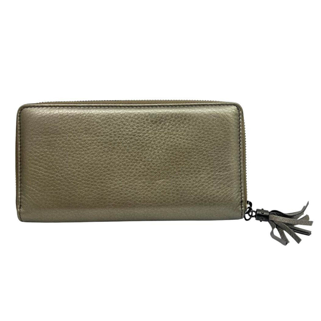 Gucci Metallic Gold Leather Long Wallet (Bi-Fold) (Pre-Owned)