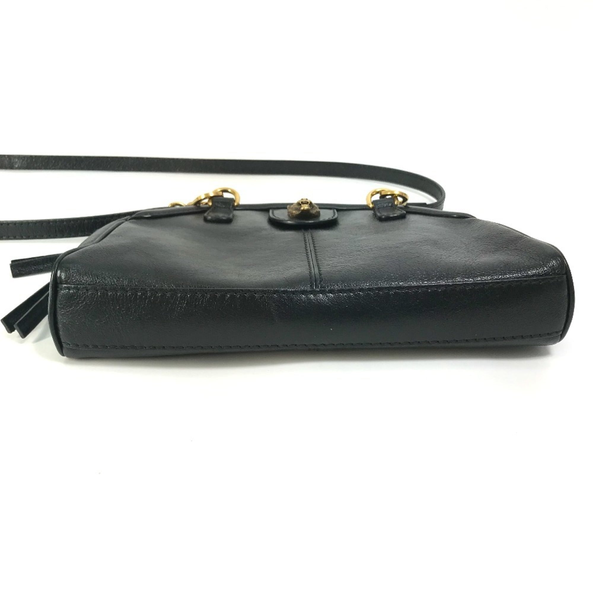 Gucci Black Leather Clutch Bag Shoulder Bag (Pre-Owned)