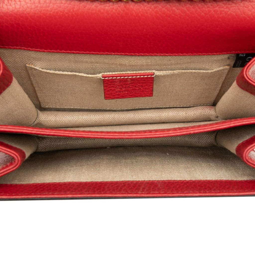 Gucci Red Color Leather Shoulder Bag (Pre-Owned)