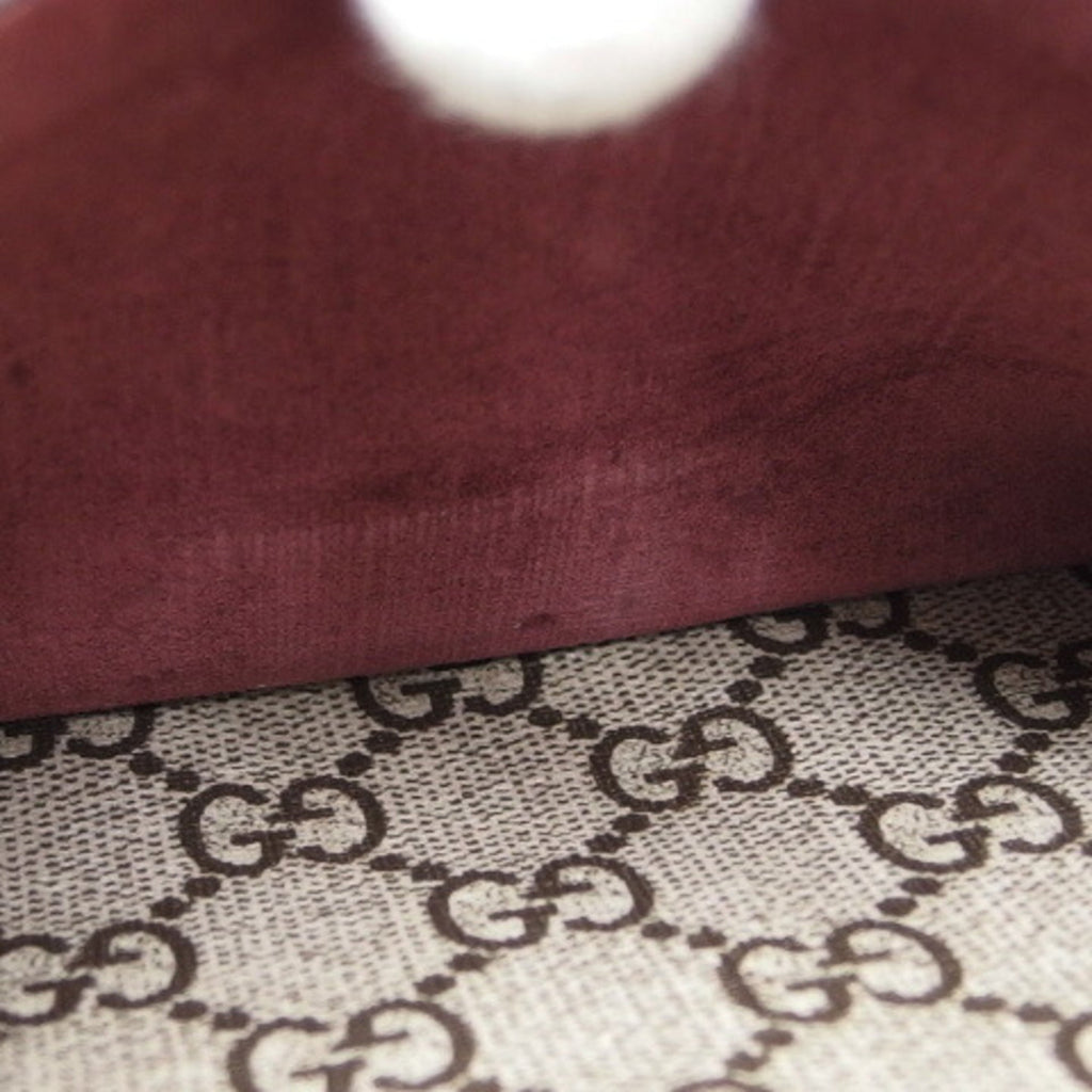 Gucci Beige Bordeaux Pink Coated Canvas Suede Shoulder Bag (Pre-Owned)