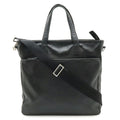 Prada Black Nero White Leather Shoulder Bag Tote Bag (Pre-Owned)