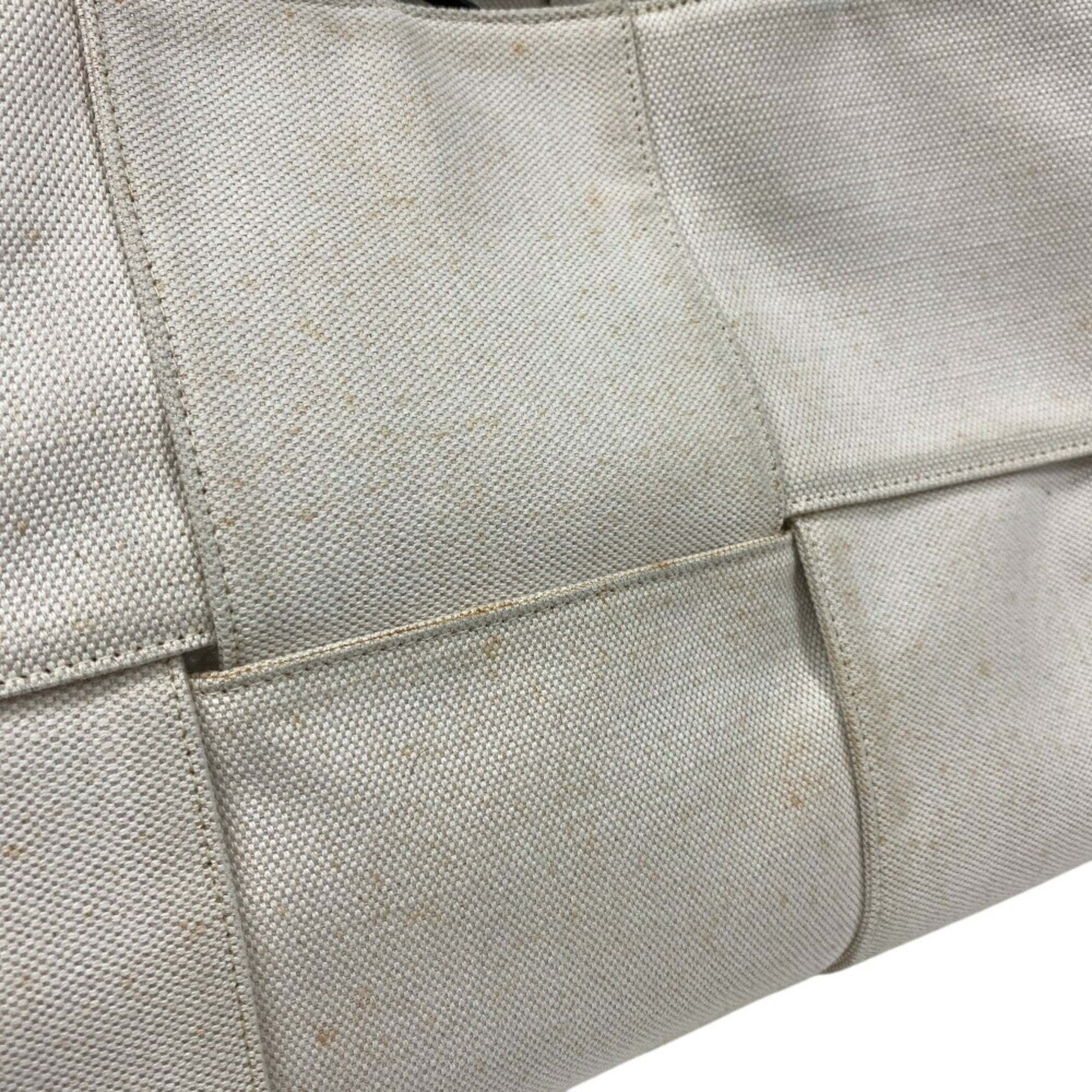Bottega Veneta Ivory Canvas Leather Handbag (Pre-Owned)