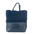 Chanel Black Knit Leather Shoulder Bag Tote Bag (Pre-Owned)
