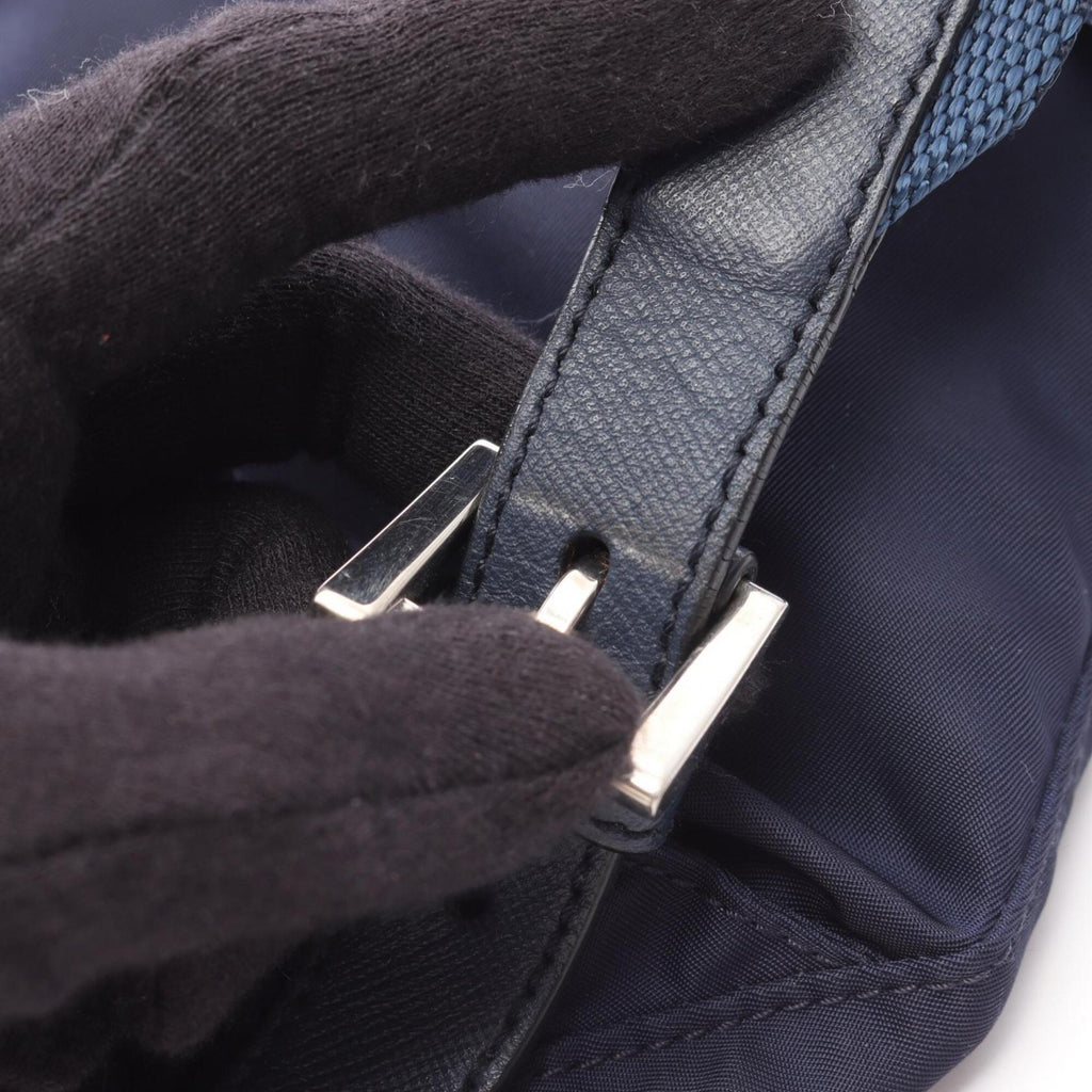 Prada Navy Nylon Leather Backpack Handbag (Pre-Owned)