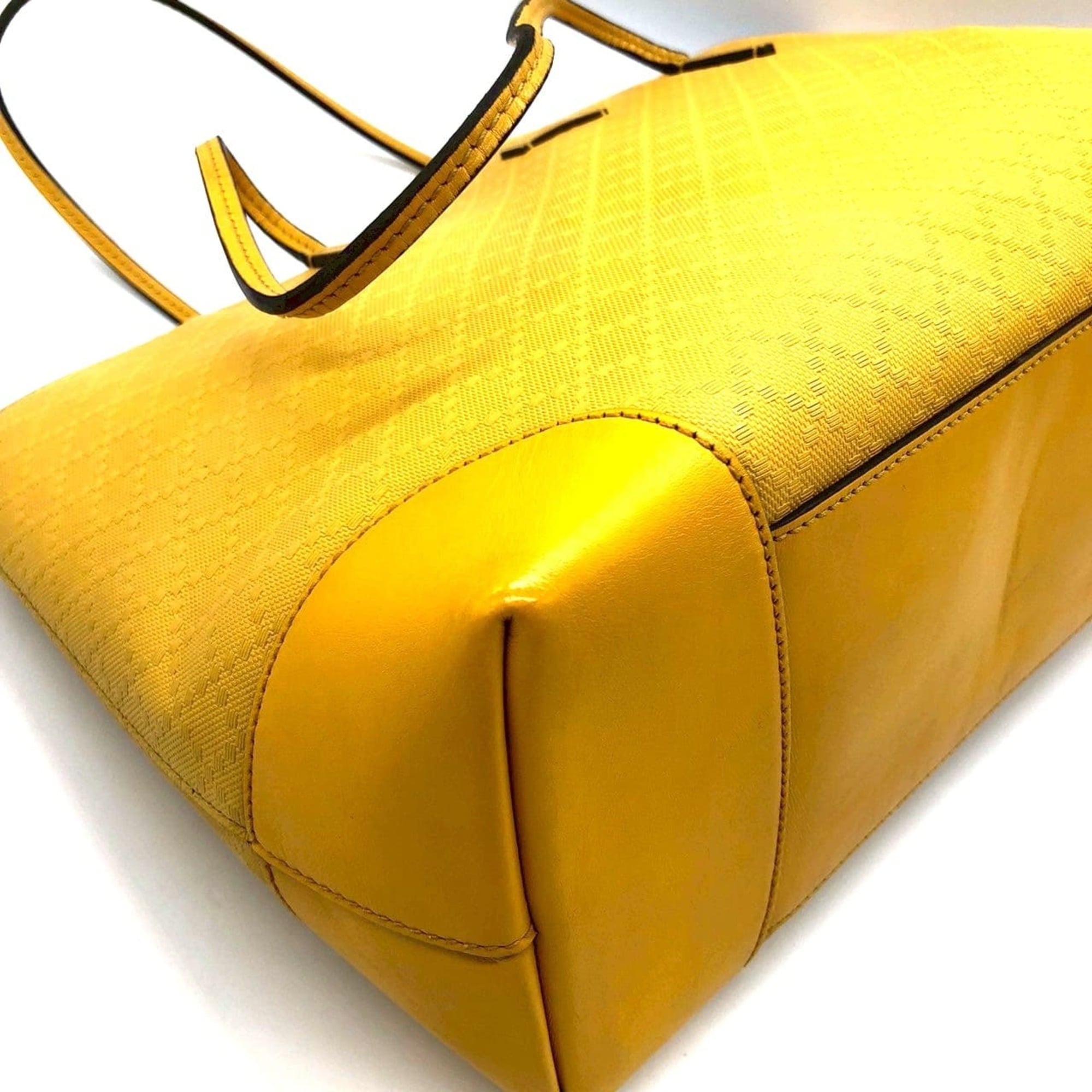 Gucci Diamante Yellow Leather Shoulder Bag Tote Bag (Pre-Owned)