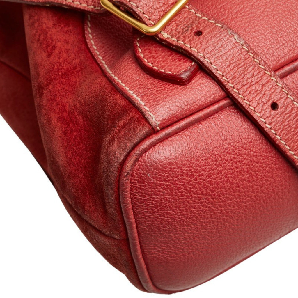 Gucci Red Brown Bamboo Leather Backpack (Pre-Owned)