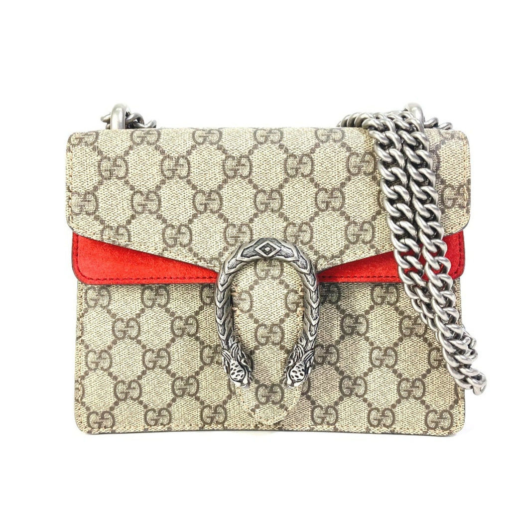 Gucci Beige Red Color Gg Supreme Shoulder Bag (Pre-Owned)