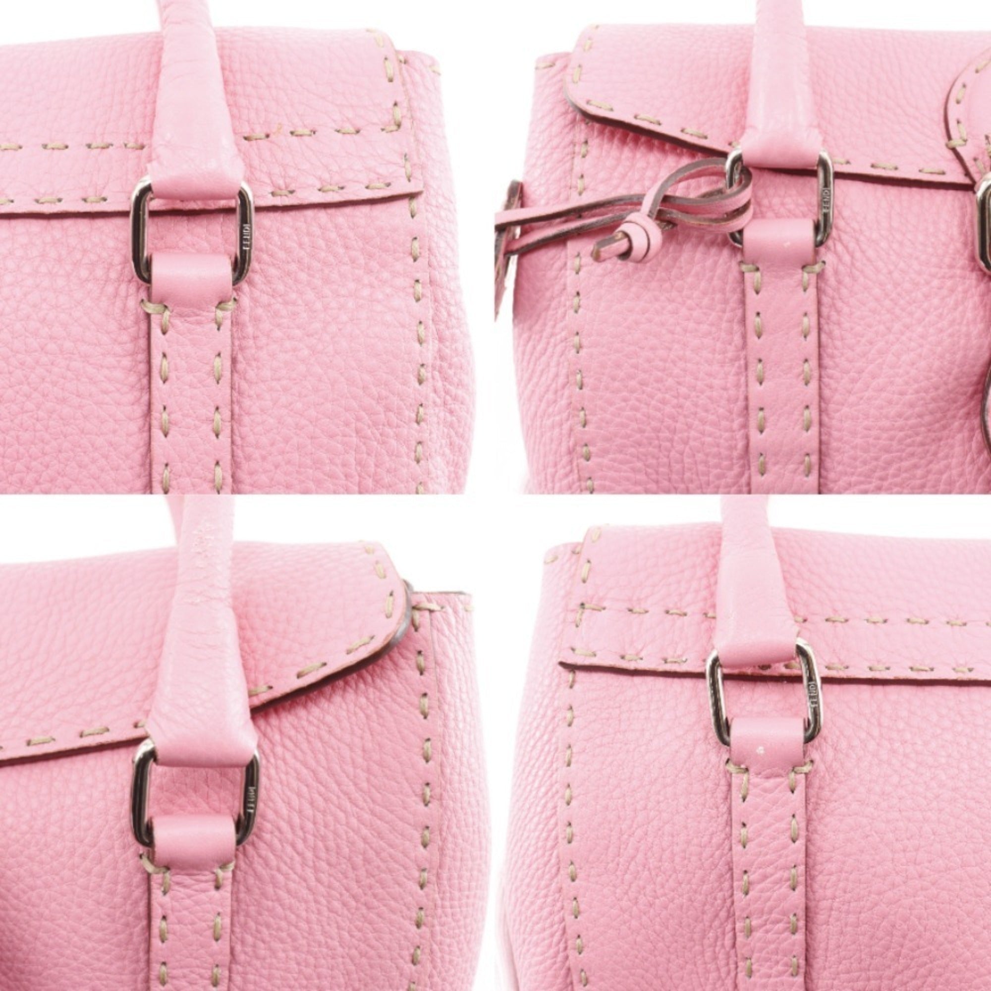 Fendi Selleria Pink Leather Handbag (Pre-Owned)