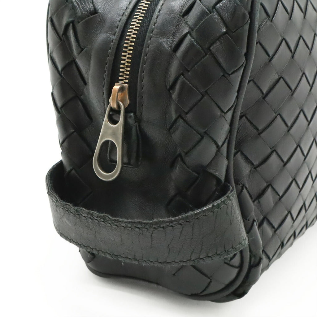 Bottega Veneta Intrecciato Black Leather Clutch Bag (Pre-Owned)