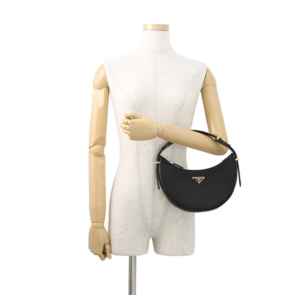 Prada Black Nylon Leather Handbag Shoulder Bag (Pre-Owned)