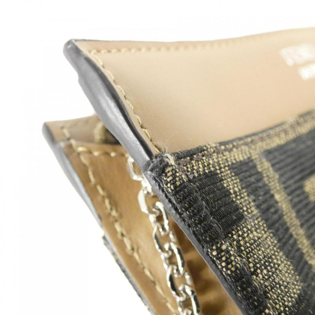 Fendi Silver Sand Canvas Leather Coin Purse/Coin Case (Pre-Owned)
