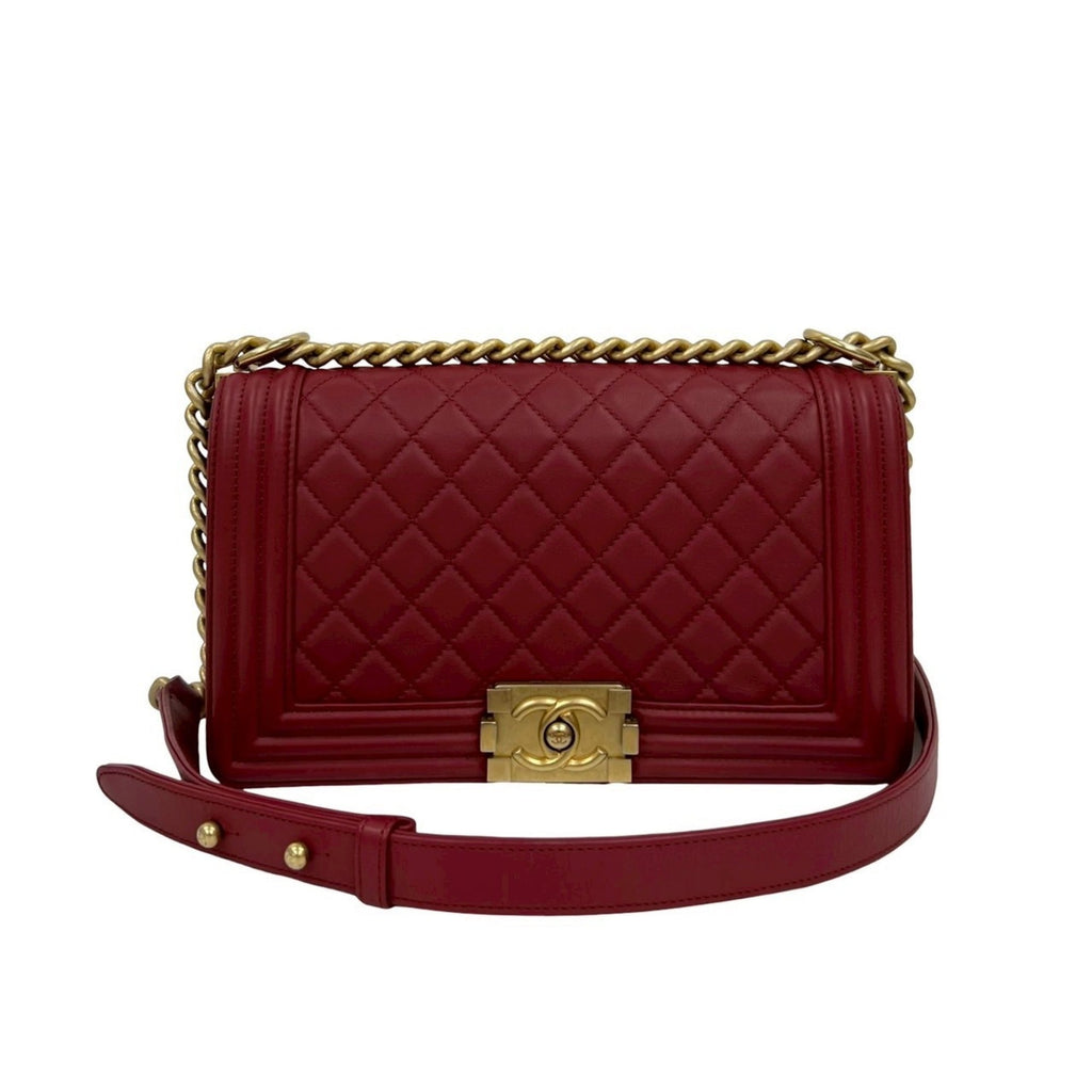 Chanel Red Color Leather Shoulder Bag (Pre-Owned)