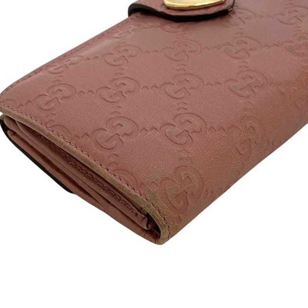 Gucci Pink Leather Long Wallet (Bi-Fold) (Pre-Owned)