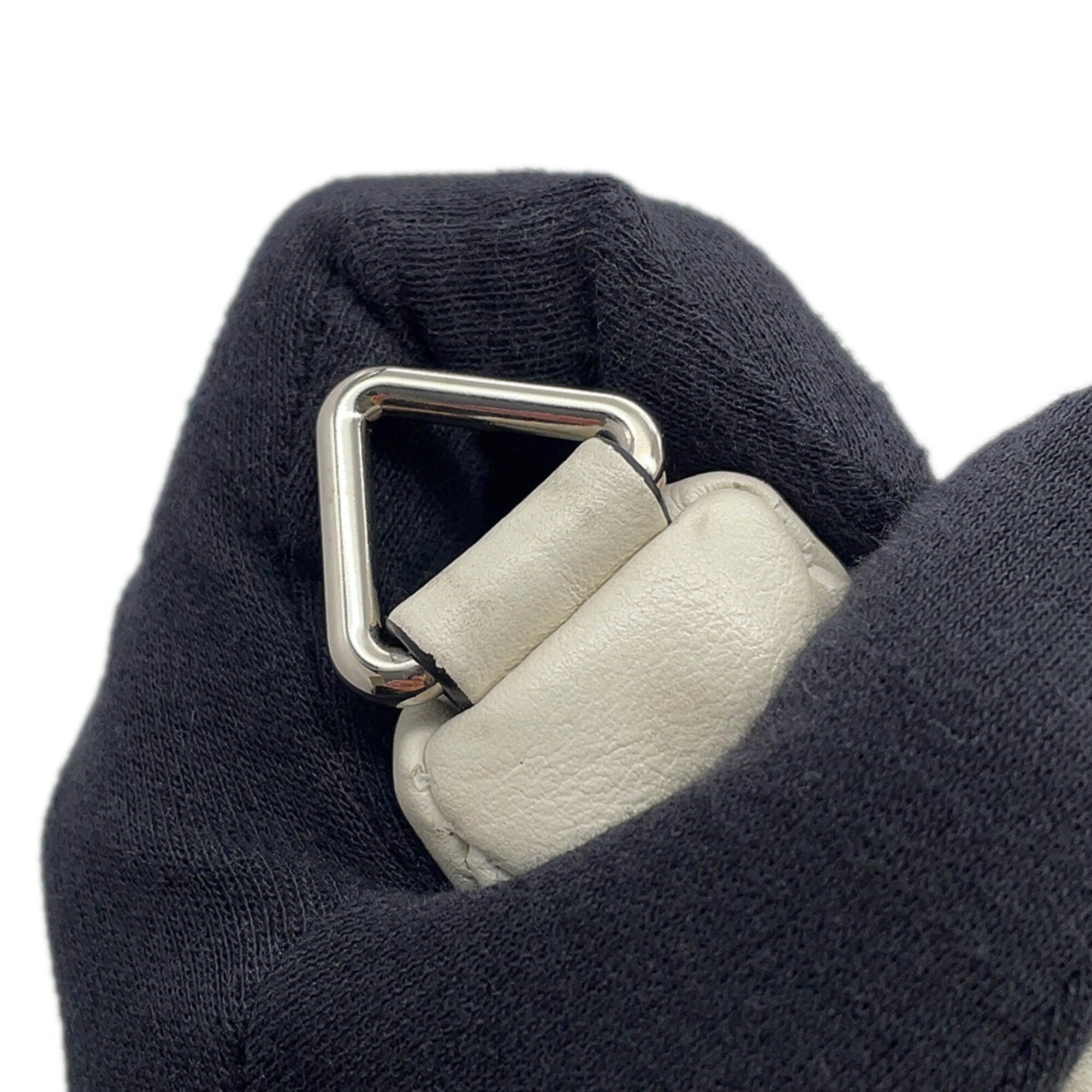 Prada White Leather Clutch Bag Handbag Pouch (Pre-Owned)