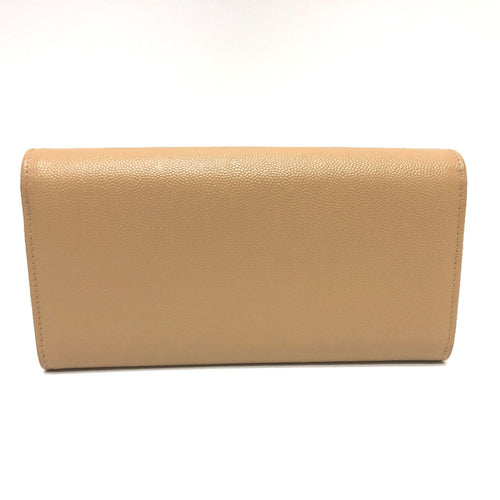 Chanel Beige Leather Long Wallet (Bi-Fold) (Pre-Owned)