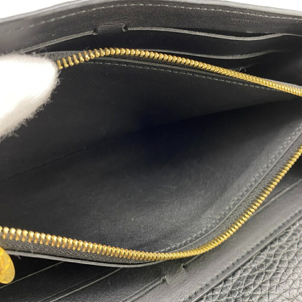 Louis Vuitton Black Leather Long Wallet (Bi-Fold) (Pre-Owned)