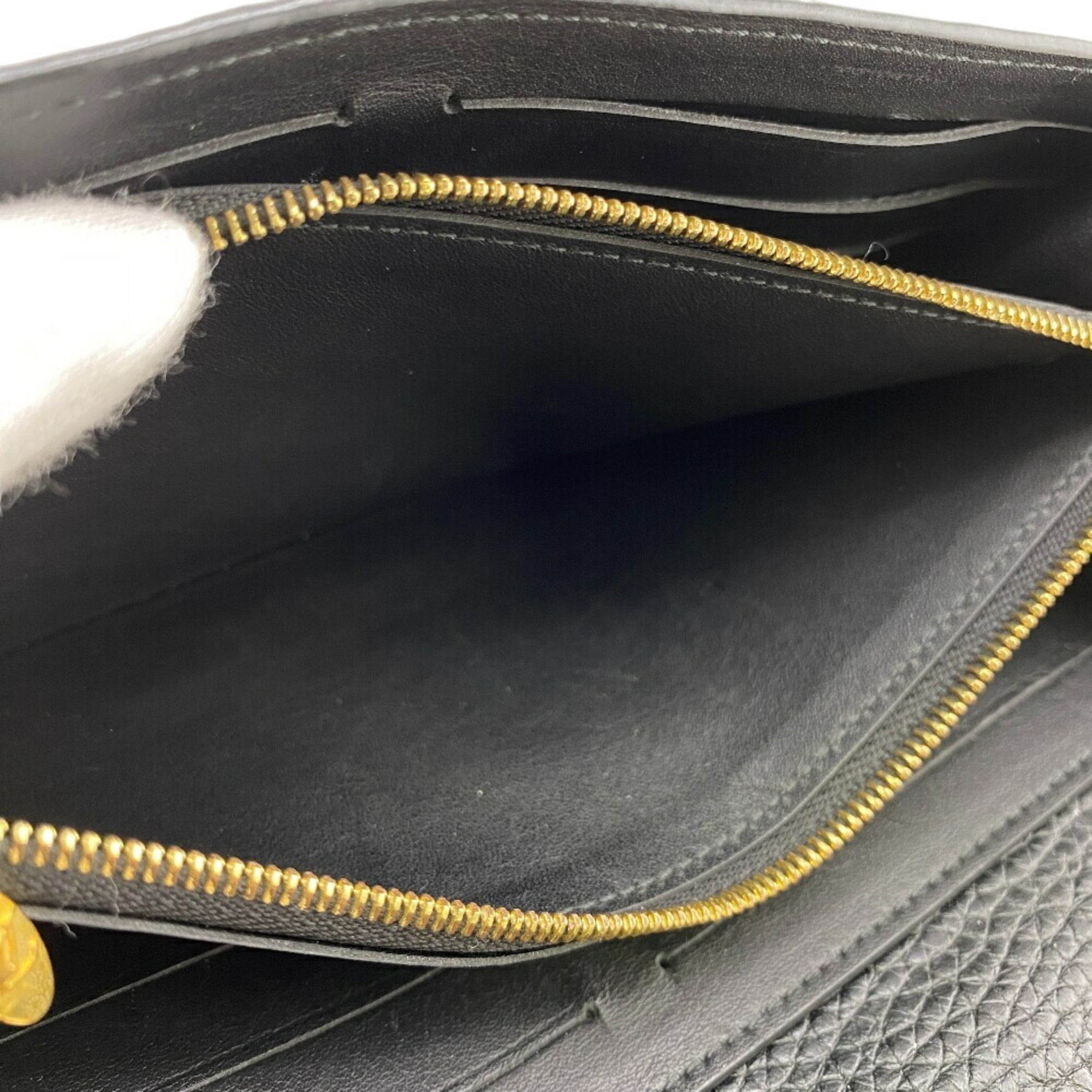 Louis Vuitton Black Leather Long Wallet (Bi-Fold) (Pre-Owned)