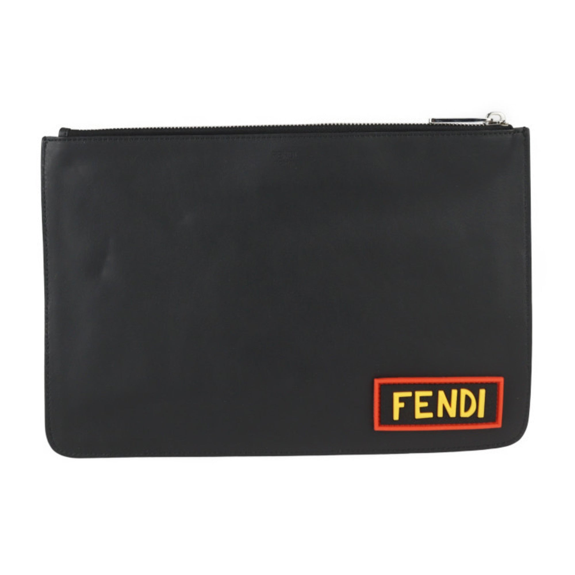 Fendi Black Multi-Color Leather Clutch Bag Handbag Pouch (Pre-Owned)