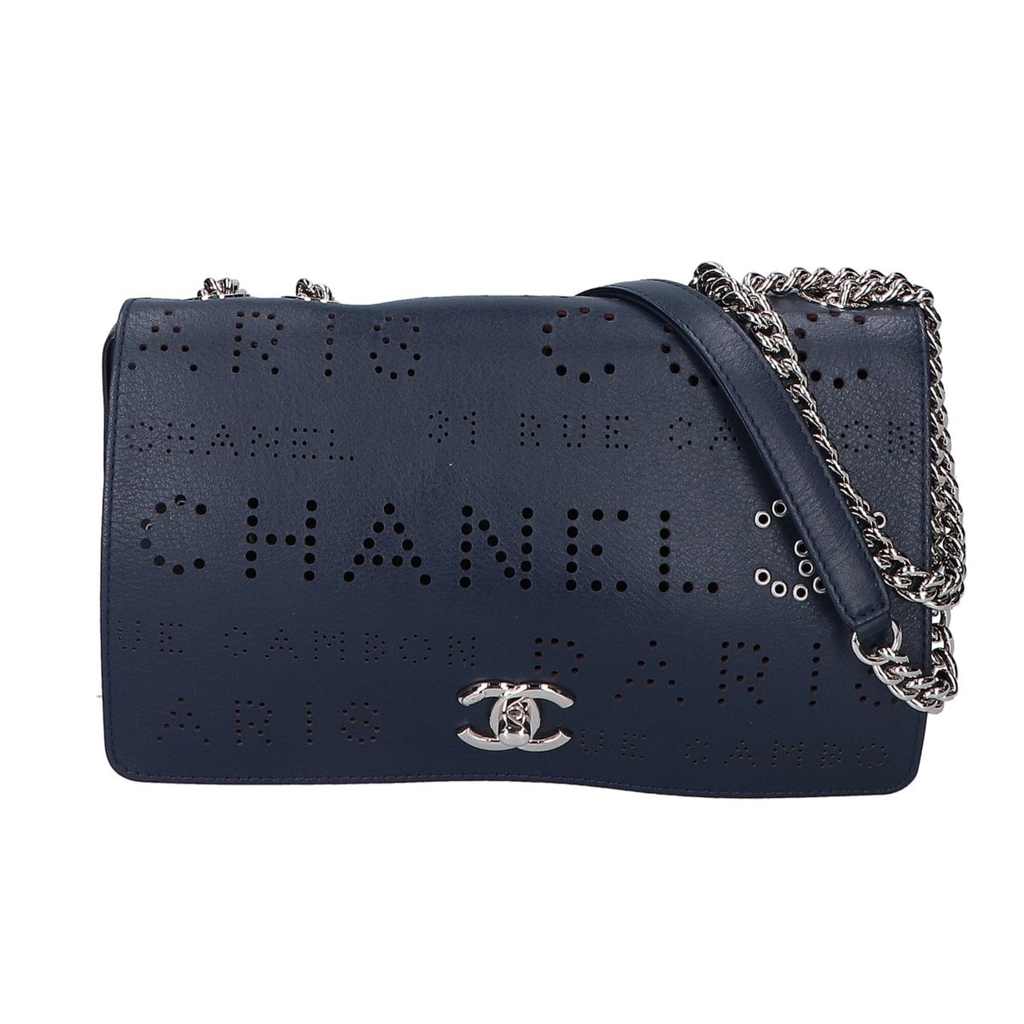 Chanel Navy Leather Shoulder Bag (Pre-Owned)