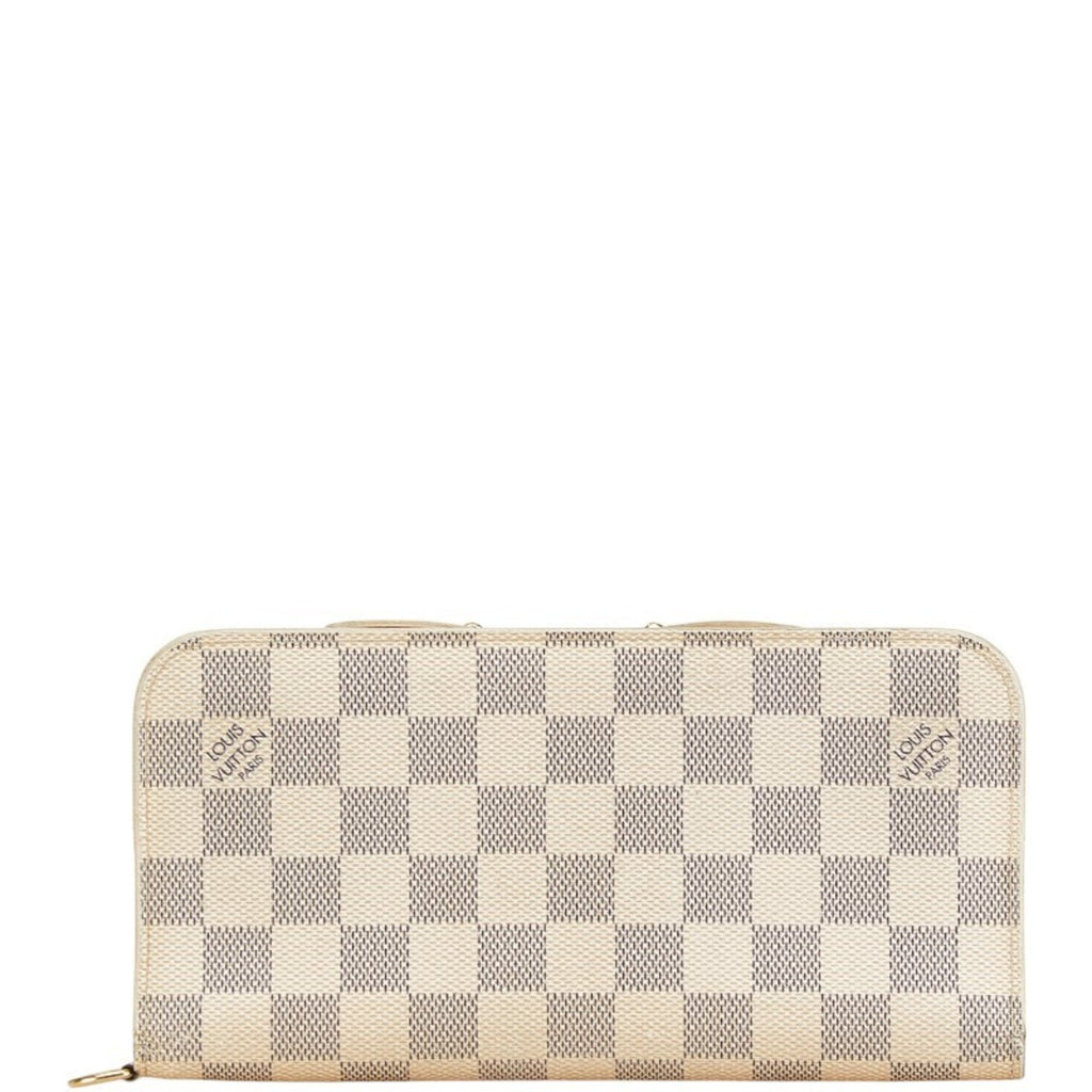 Louis Vuitton Damier Azur White Leather Long Wallet (Bi-Fold) (Pre-Owned)