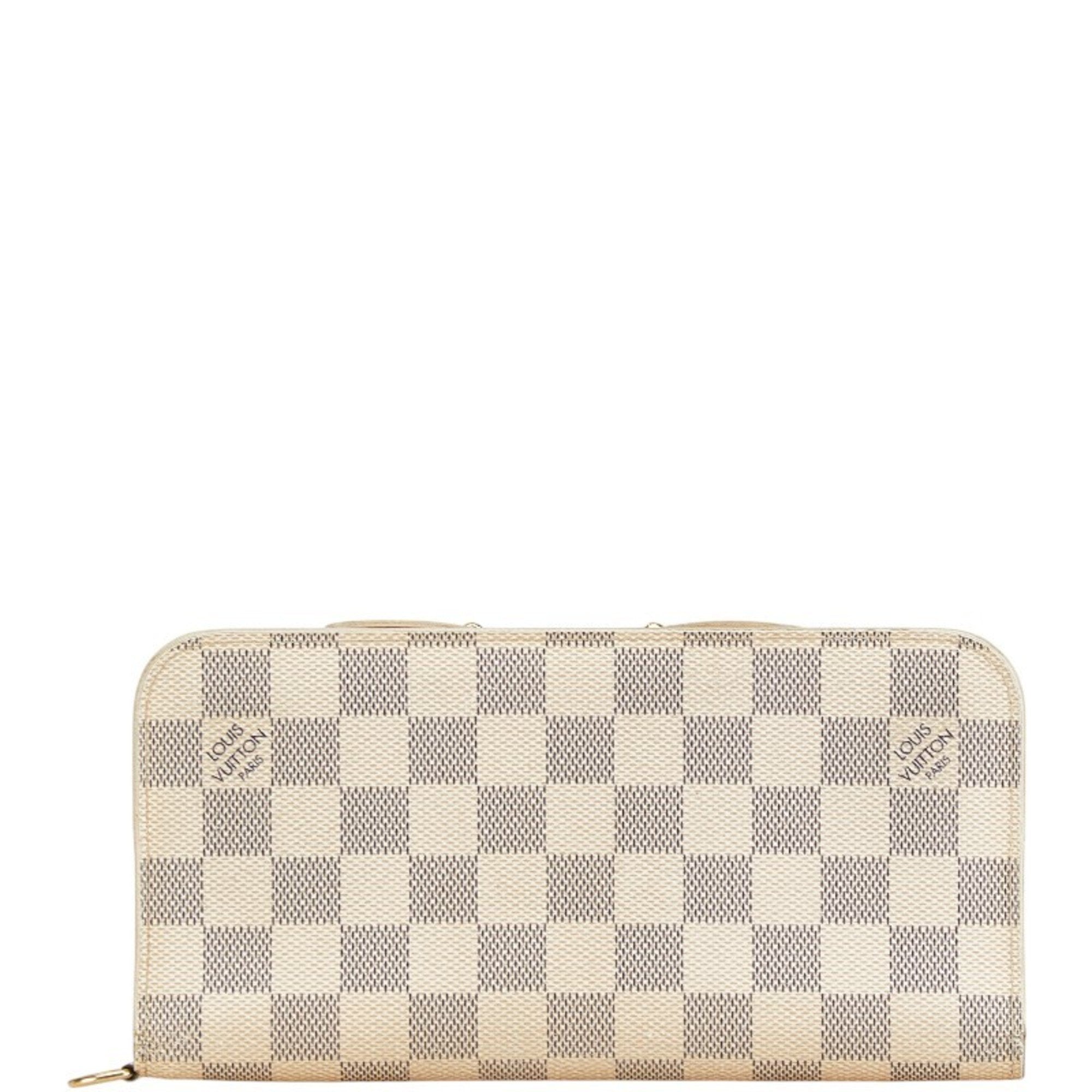 Louis Vuitton Damier Azur White Leather Long Wallet (Bi-Fold) (Pre-Owned)