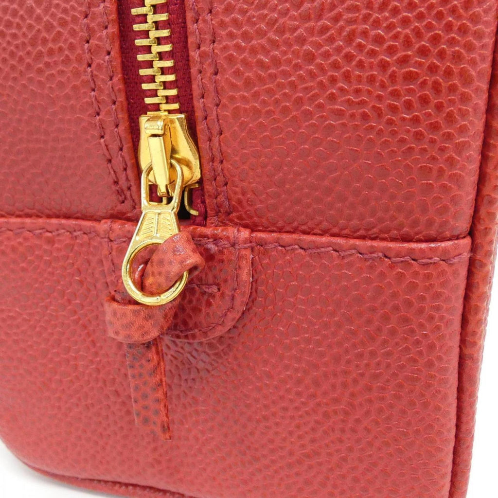 Chanel Red Color Grained Calfskin Pouch (Pre-Owned)