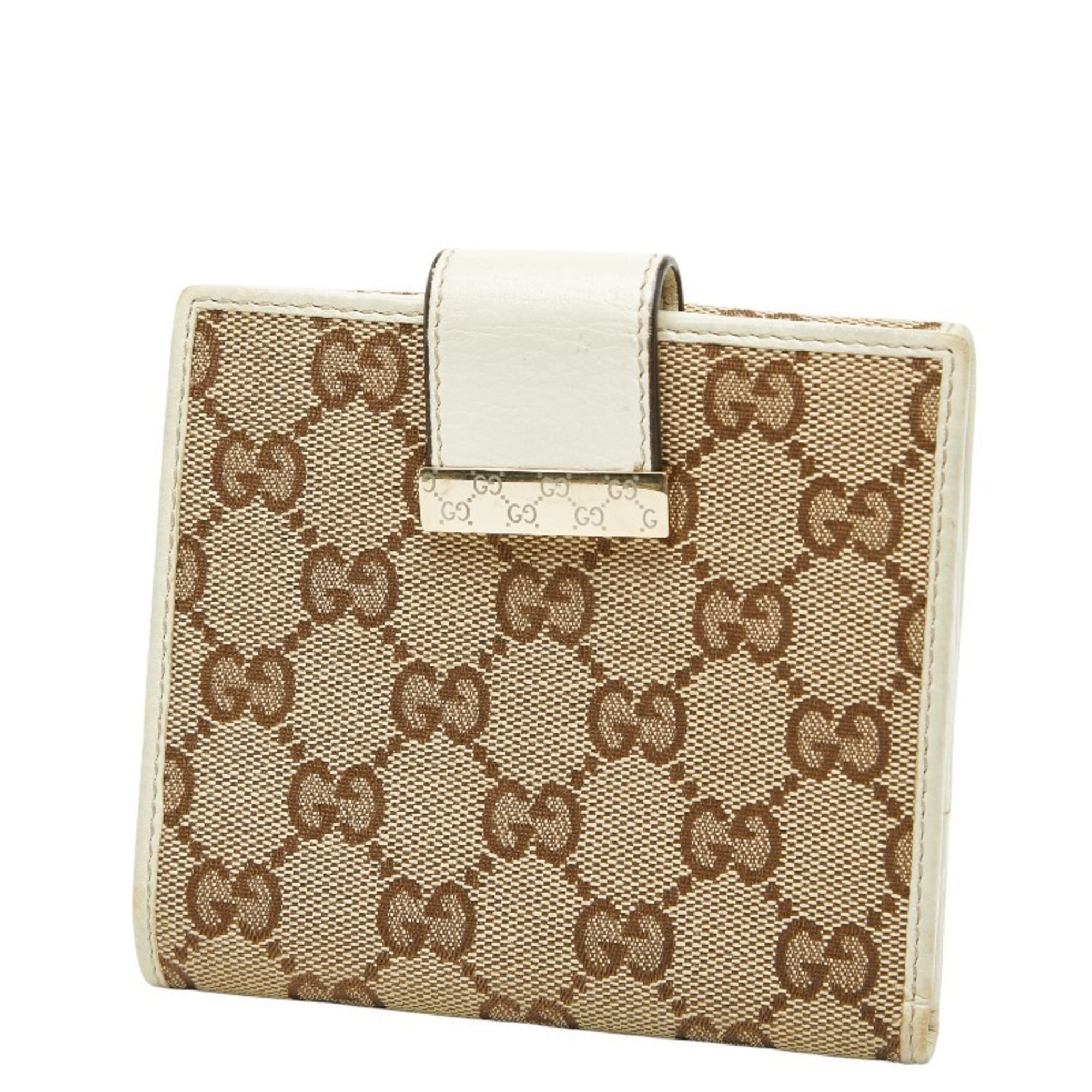 Gucci Beige Ivory Canvas Leather Wallet (Bi-Fold) (Pre-Owned)
