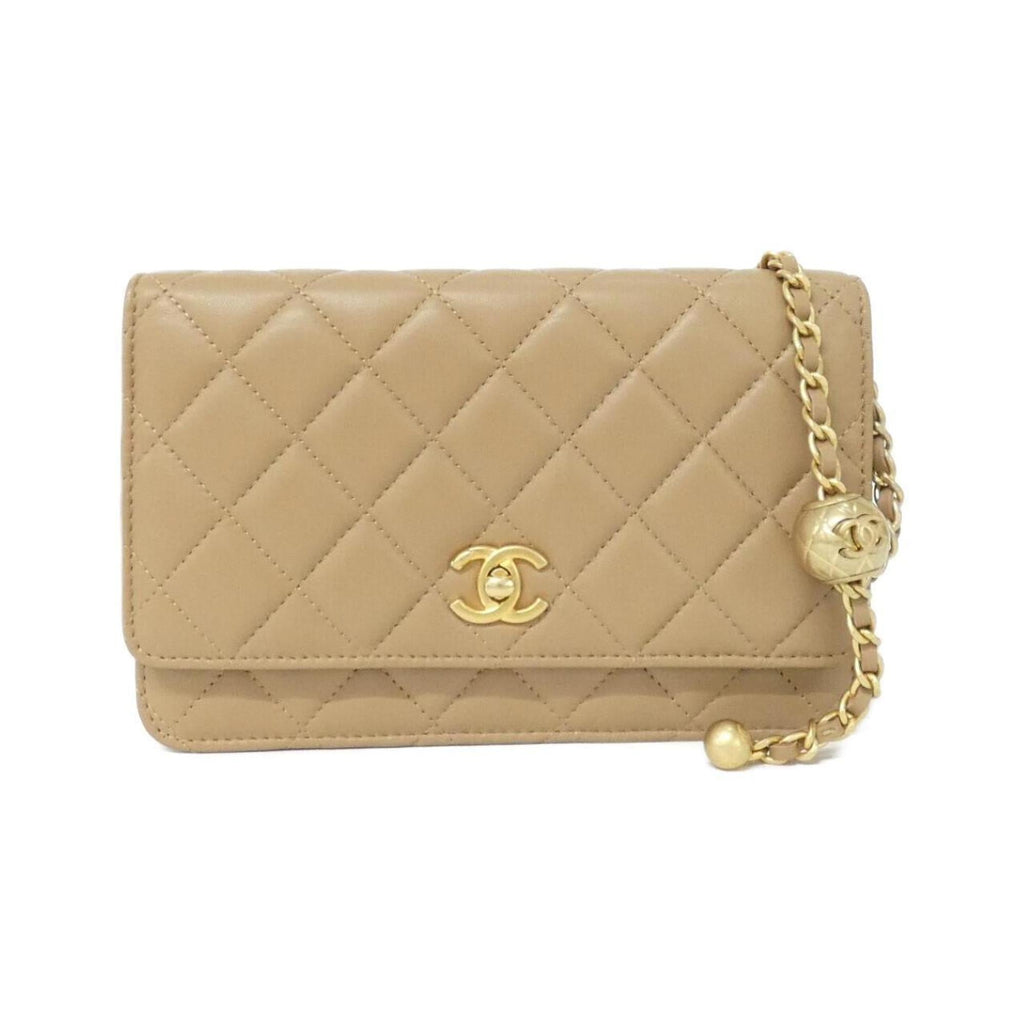 Chanel Beige Leather Chain/Shoulder Wallet (Pre-Owned)