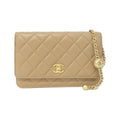 Chanel Beige Leather Chain/Shoulder Wallet (Pre-Owned)