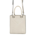 Prada White Leather Handbag Shoulder Bag (Pre-Owned)