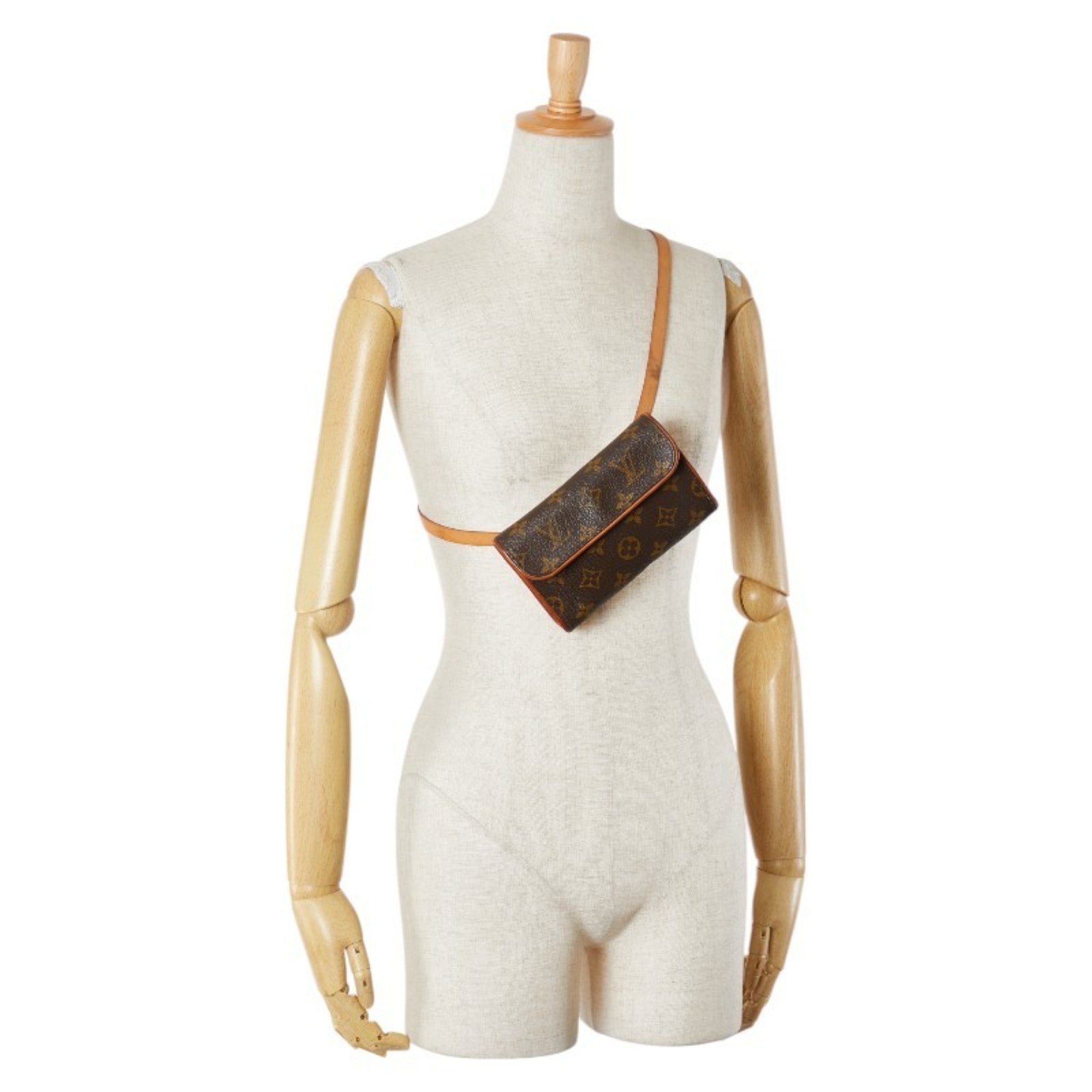 Louis Vuitton Brown Pvc Leather Pochette Sling Bag (Pre-Owned)